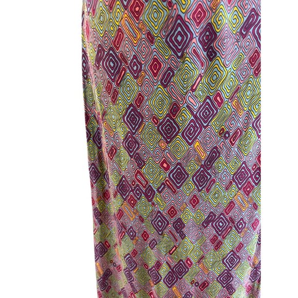 Karen Zambos Vintage Couture Psychedelic Geometric Silk Maxi Slip Dress Size 4 - Picture 4 of 7